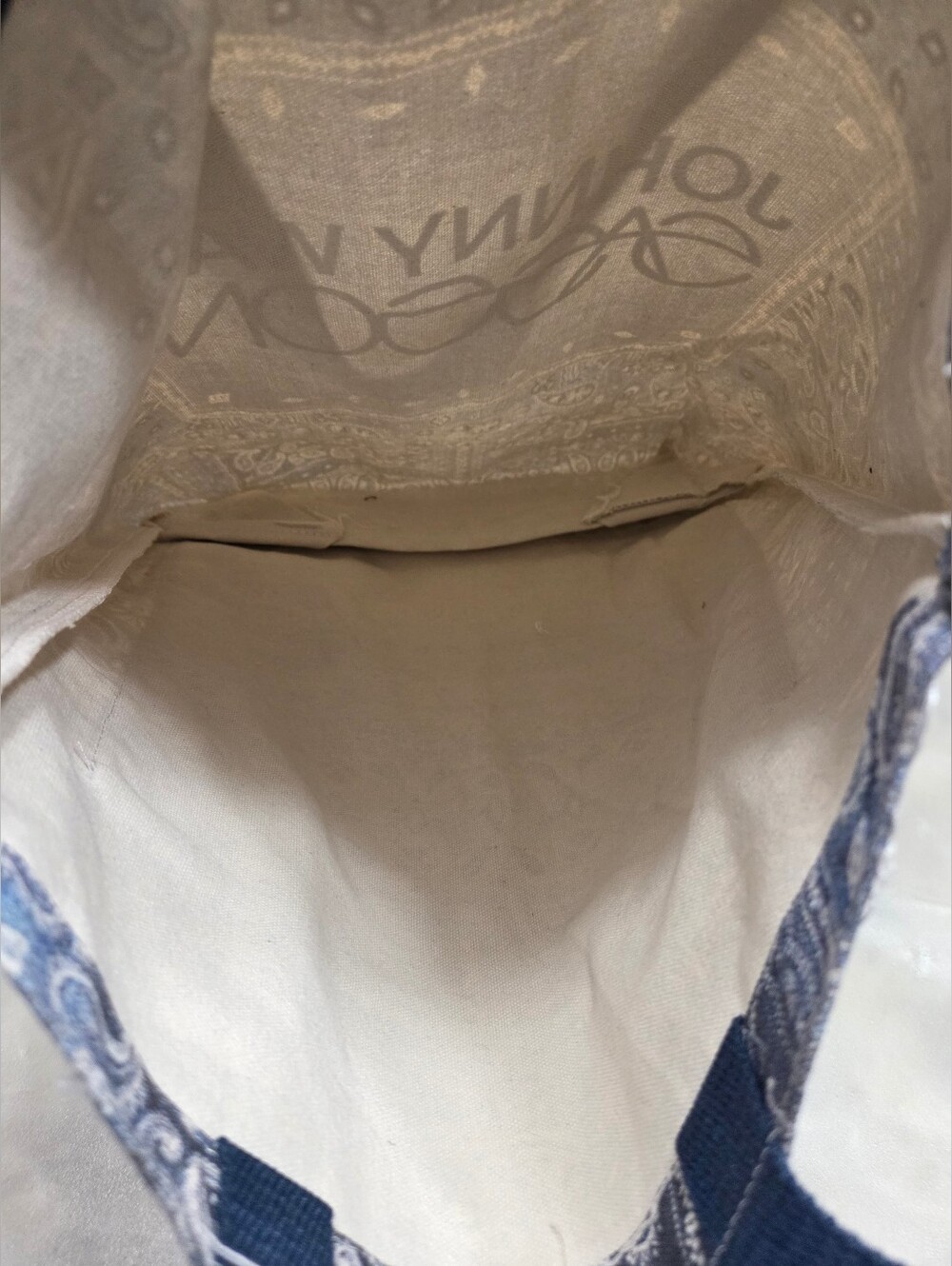 Johnny Was Blue Paisley Bandana Orint Canvas Shoulder Boho Tote - Picture 5 of 5